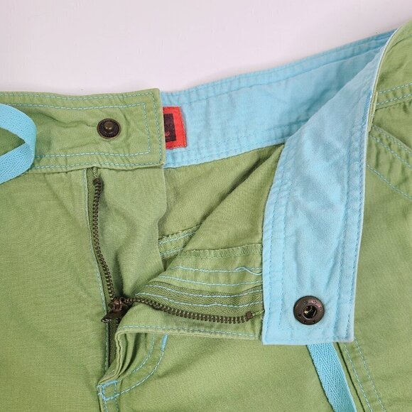 Y2K 2000s MossIssue Mossimo Lime Green Blue Cargo Shorts  Low Rise Drawstring - Picture 6 of 9